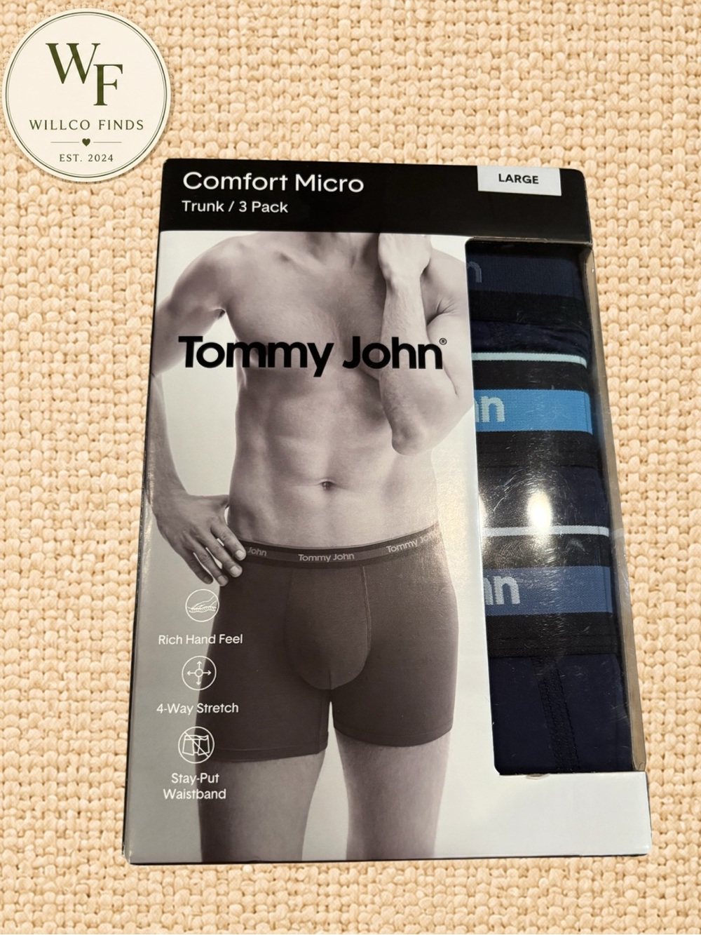 Tommy John Men’s Comfort Micro Trunks 3 Pack Size Large New